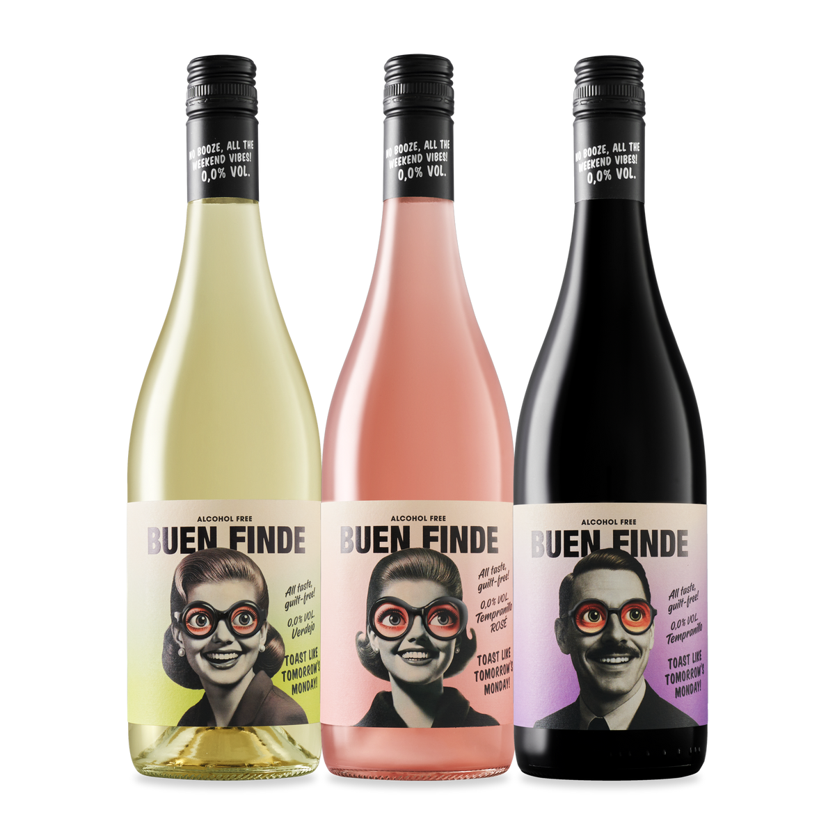 Pack 3 Buen Finde: Verdejo, Rosado y Tempranillo 0,0 %