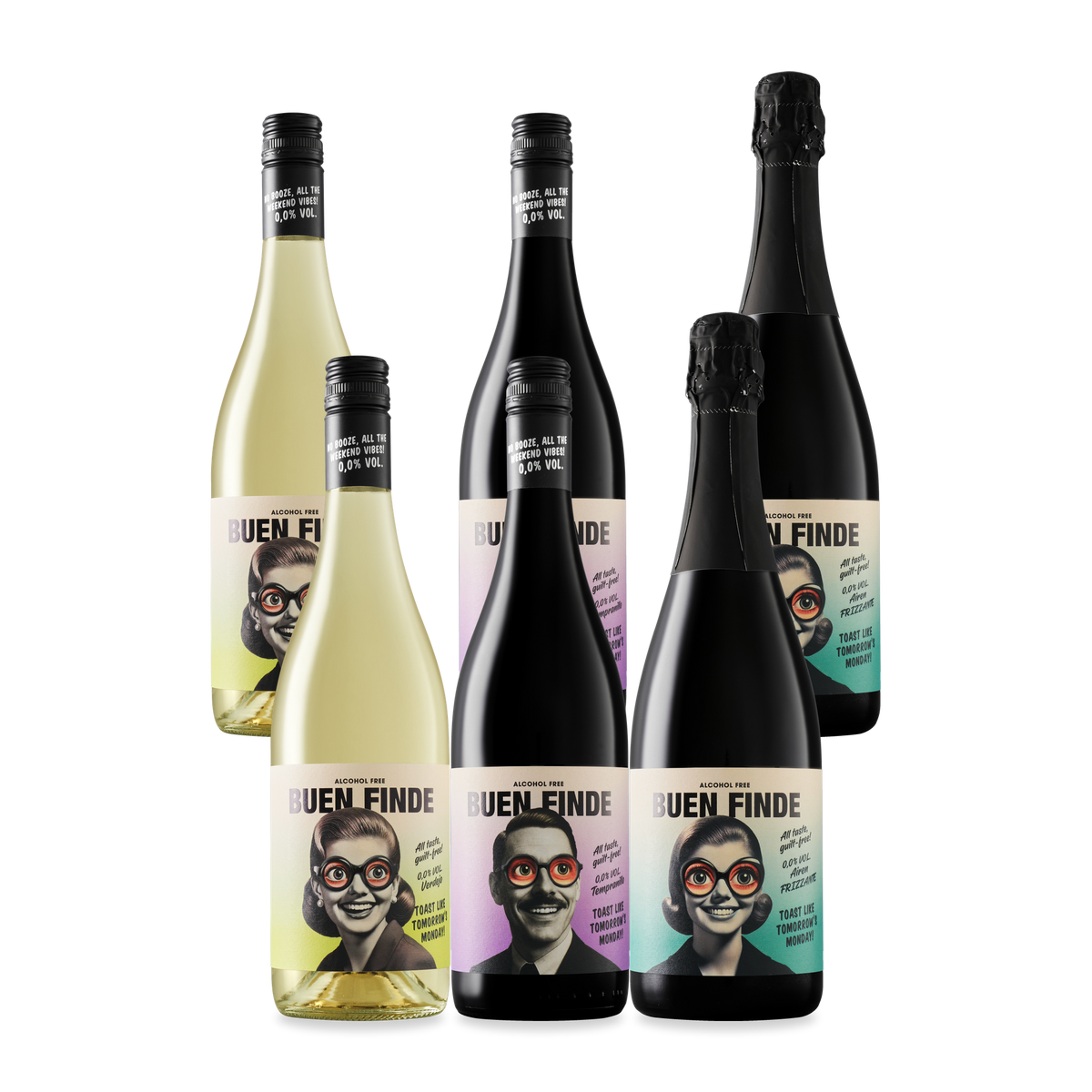 Pack 6 Buen Finde: 2 Verdejo, 2 Tempranillo y 2 Frizzante 0,0 %